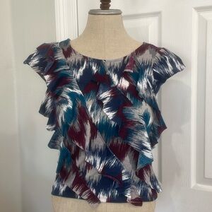 Y2K epic threads ruffle cap sleevetop purple turquoise juniors women’s size M